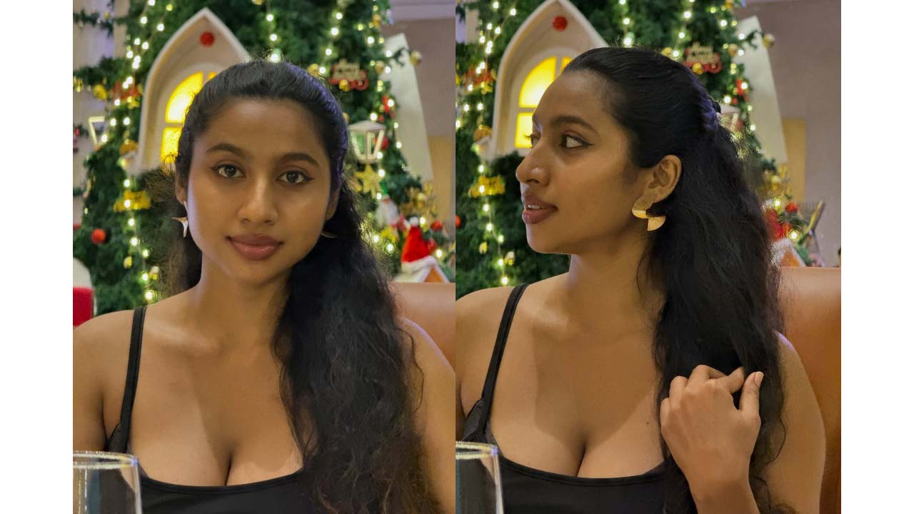 Anjana mohan chubby cleavage exposed in low neck top..