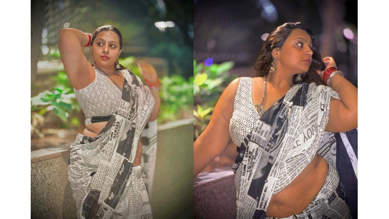 Anupama swathi bubbly navel exposed in saree..