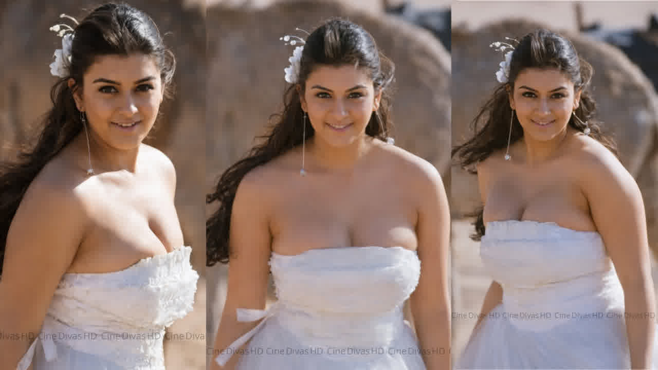 Hansika motwani chubby cleavage exposed in strapless outfit..